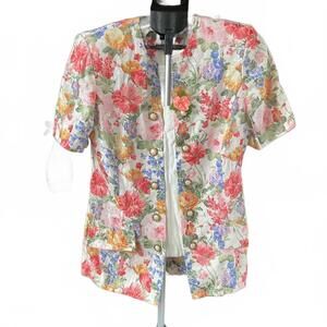 Leslie Fay Floral Chintz Blazer Vintage 80s/90s Cottagecore Grandma Size 10